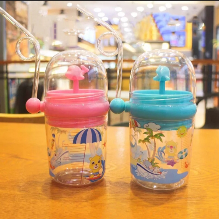 Whale Spray Baby Duble Sippy Cup With Straw For Kids - 250m