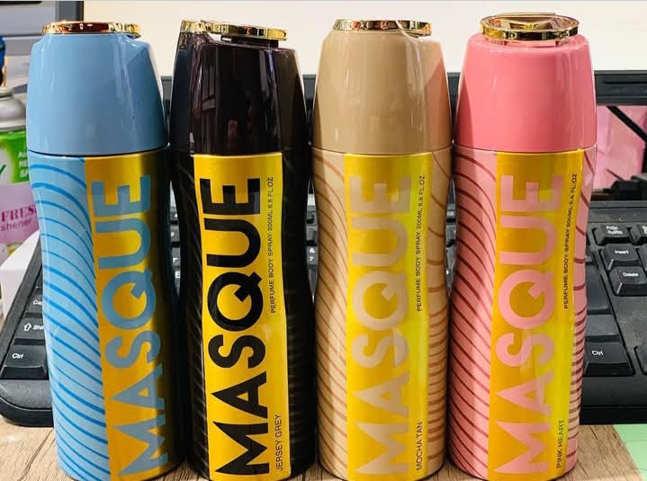 Masque Perfume Body Spray 200ML,4 Scent,Snow Flame,Mocha Tan,Mint Passion,Jersey Grey