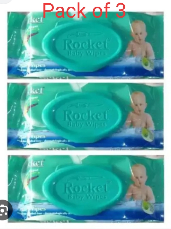 Rocket Premium Pack of 3 Baby Wipes 72 Sheets