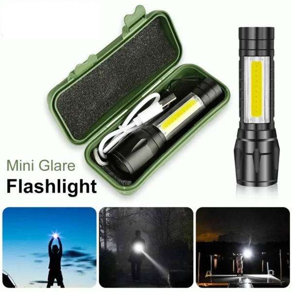Zoomable Metal Body Torch Light Rechargeable Two Sided
