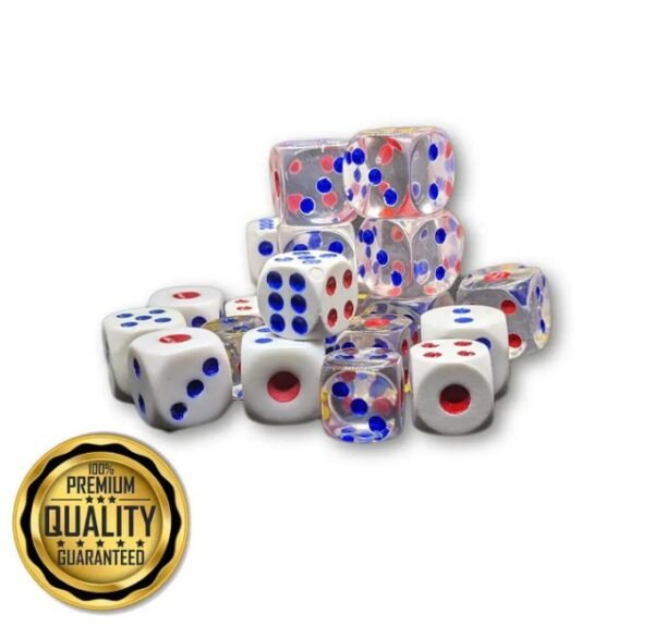 Dice for Ludo Pack of 6 Multi Color Crystal