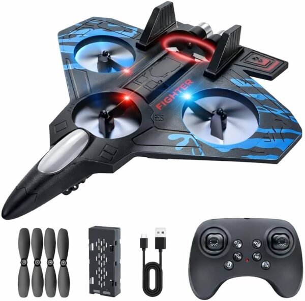 Fighter Jet Remote Control Airplane Toy for Kids | RC Fighter Jet Plane with Lights & Long Range | 360 Flip Stunt Roll & Rechargeable Remote Control Aircraft
